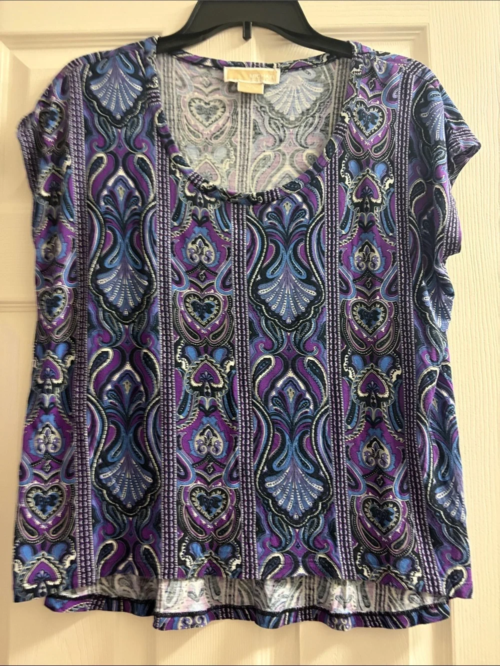 Michael Kors Purple Paisley-Style Short Sleeve Tee